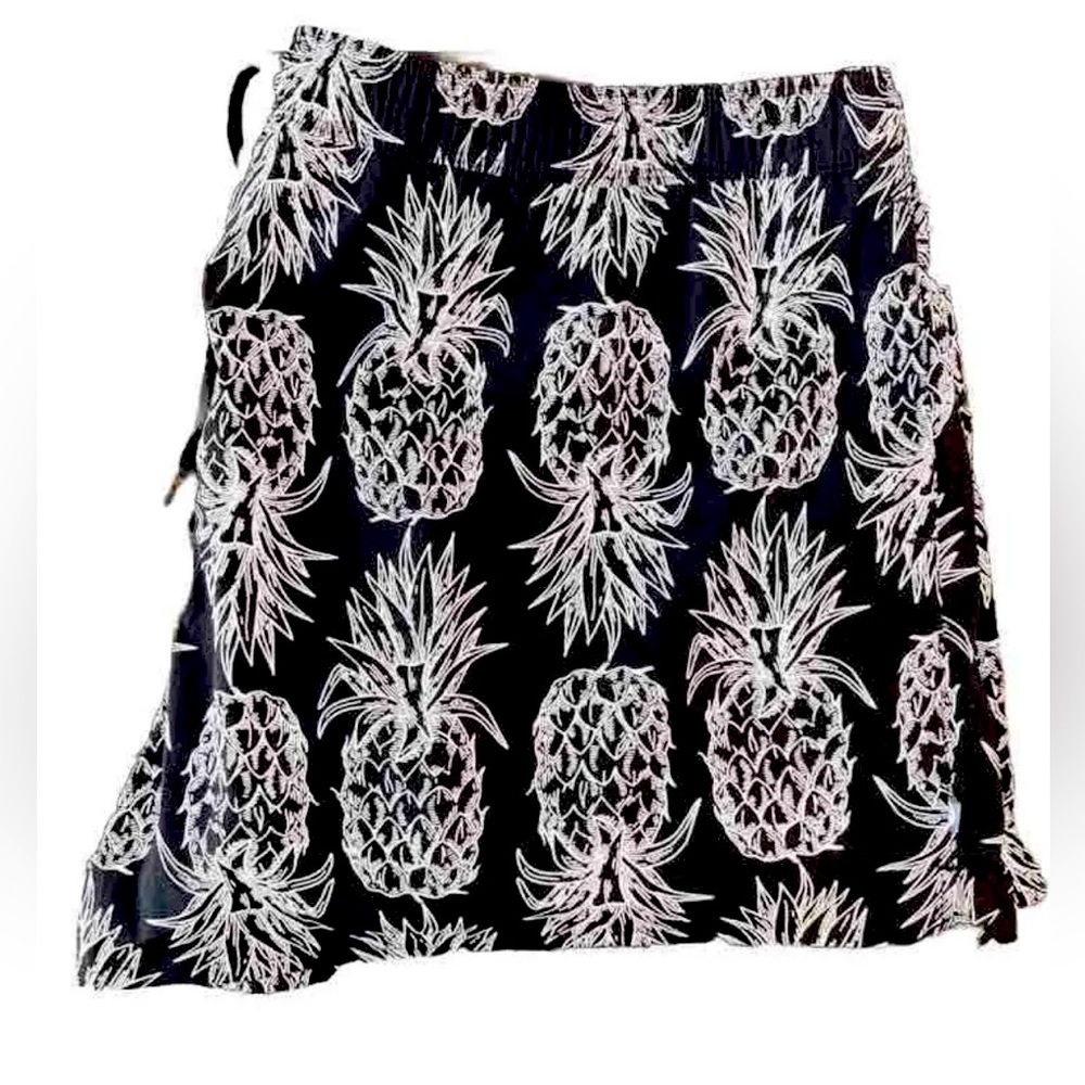 Lauren James Traveler Swim Surf Trunk Shorts Black With Pineapples Men's 2XL